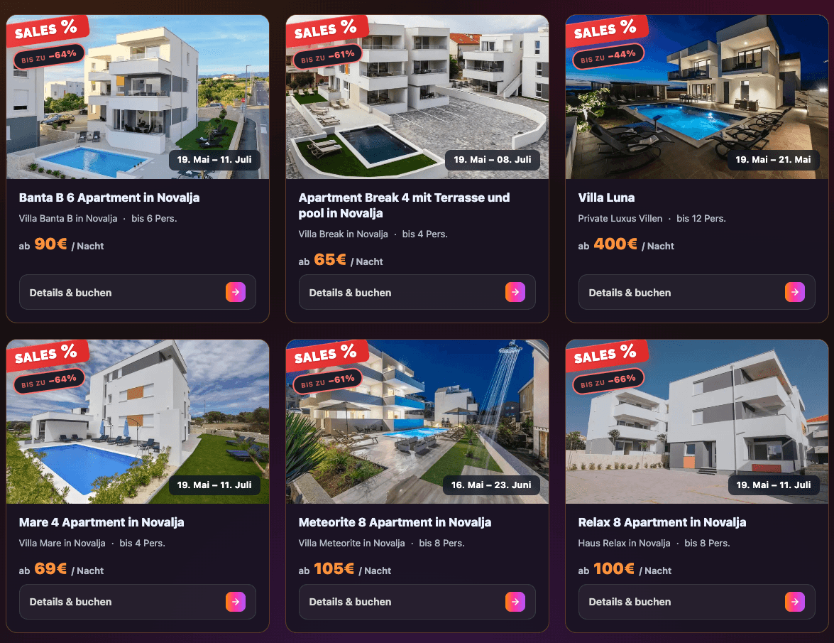 Last-Minute-Schnäppchen in Novalja: Deine Urlaubs-Deals